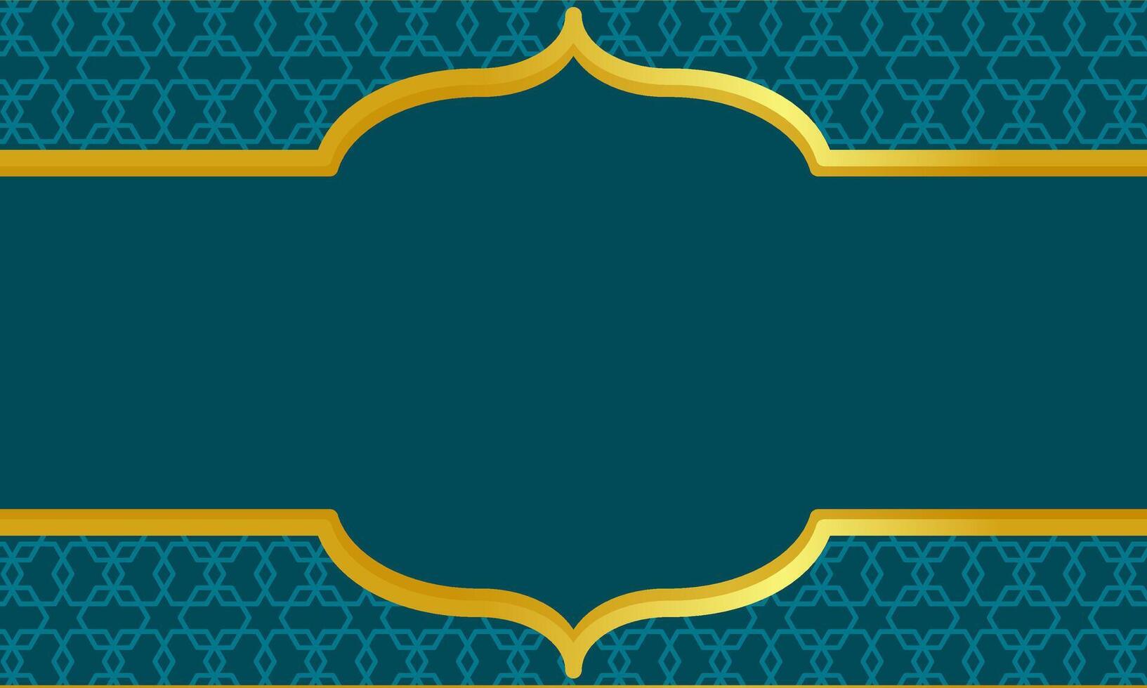 Elegant Islamic background with golden accents, ideal for Ramadan and Eid Fitr greetings. A rich teal color and geometric patterns evoke tradition and celebration. vector