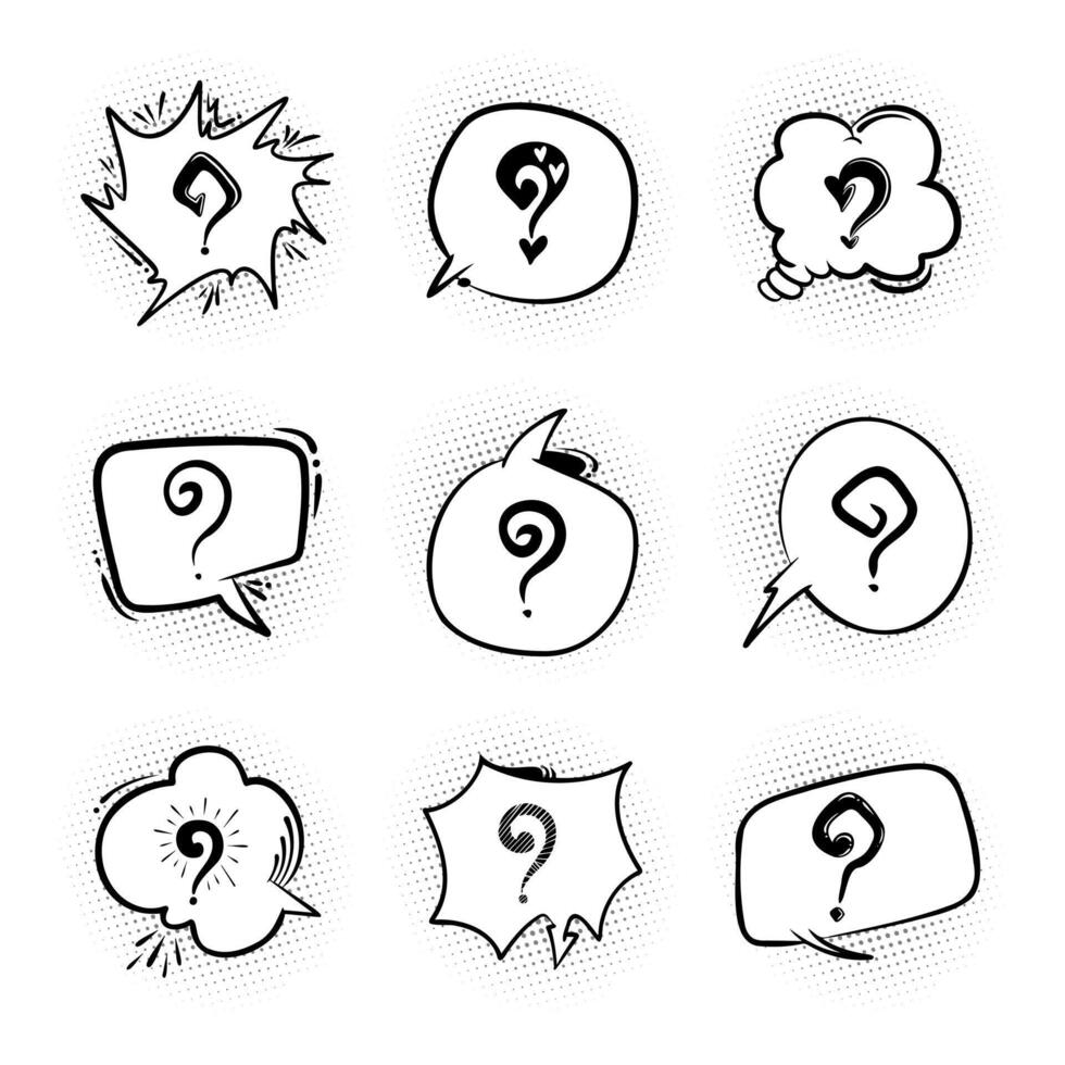 Collection of question mark symbols inside a speech balloon on a white background vector