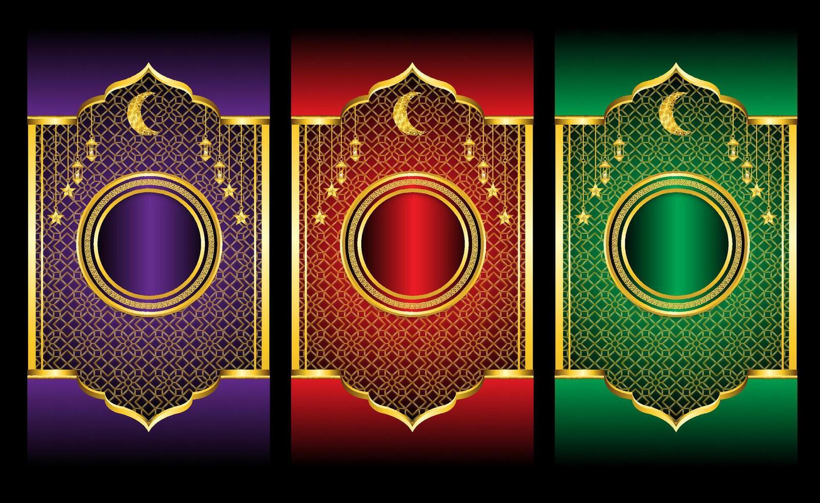 colorful gold gradient Islamic ornament template for background vector