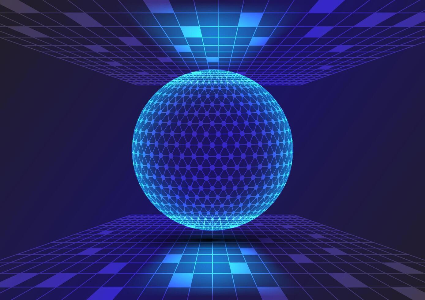 Abstract background with sphere perspective network vector