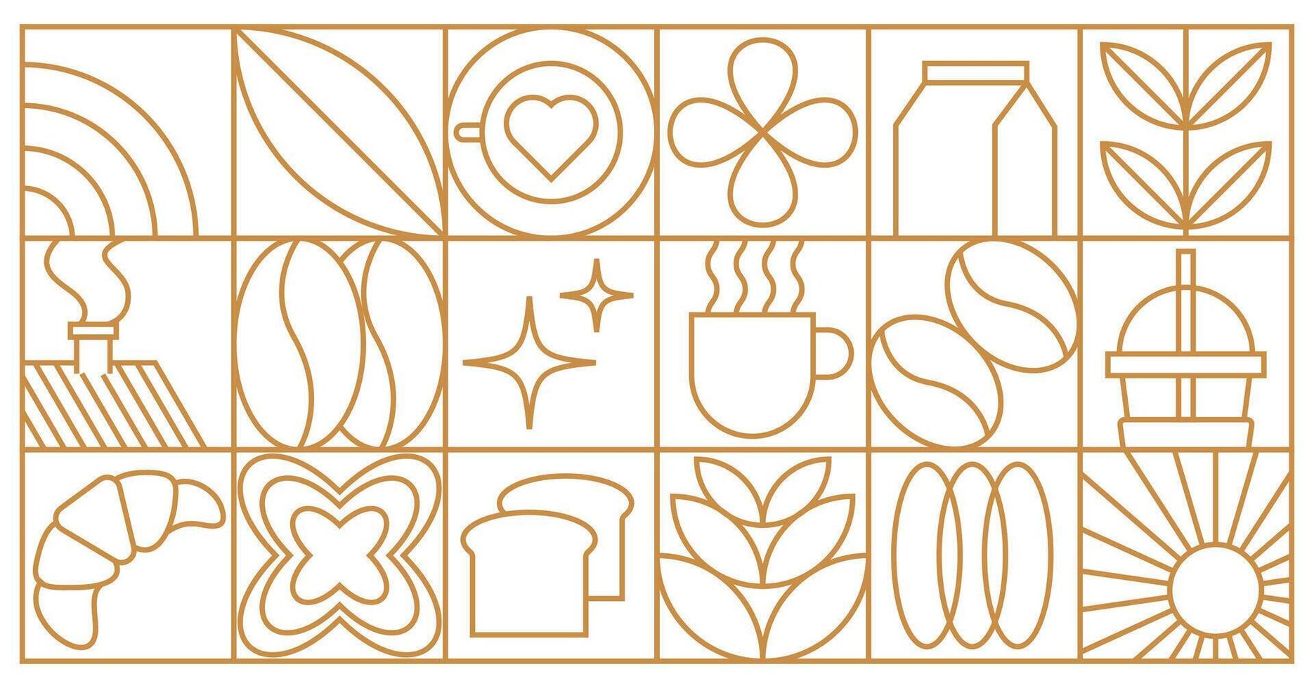 Geometric coffee pattern for banner cover, abstract line, cafe, bakery and coffee shop, food package, cafe wall design vector
