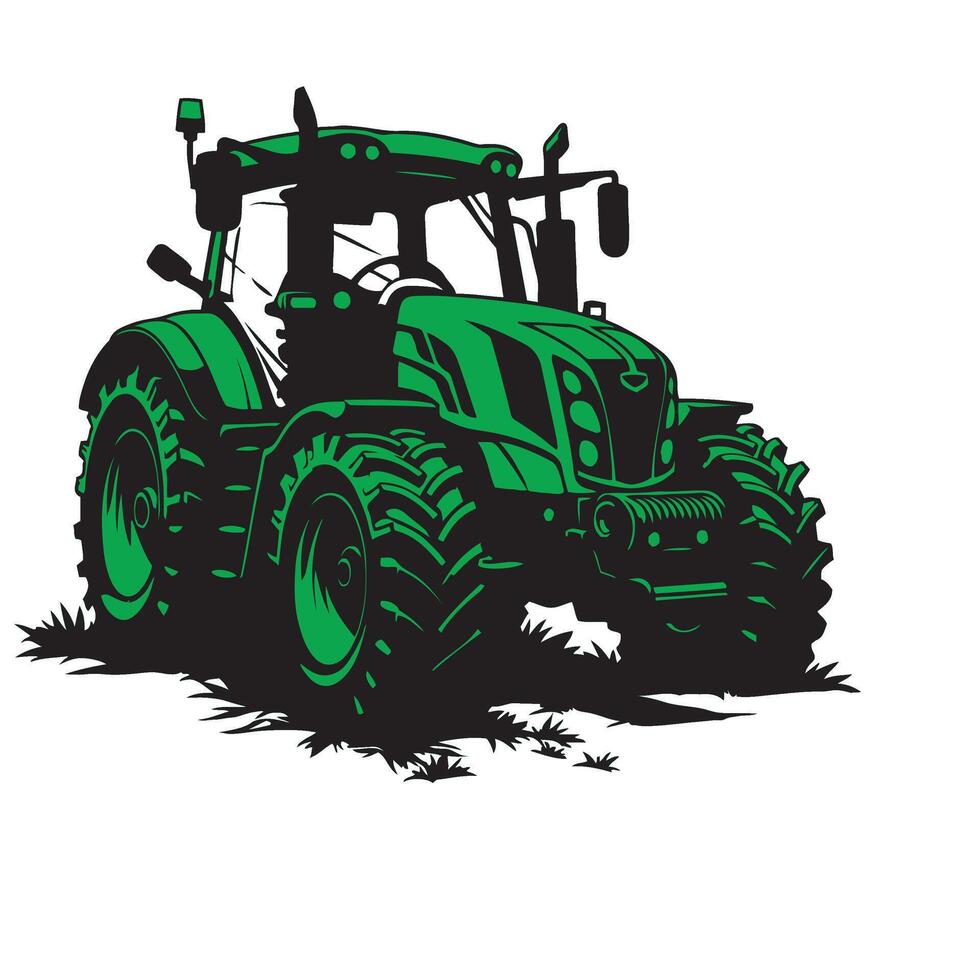 High-Quality Tractor Illustrations Bold and Simple Highlighting Various Views of Farming Equipment in Vibrant Yellow and Black vector