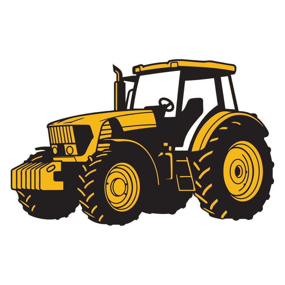 Versatile Tractor Illustrations Bold and Simple Featuring Dynamic Vectors Designs of Agricultural Machinery in Yellow and Black