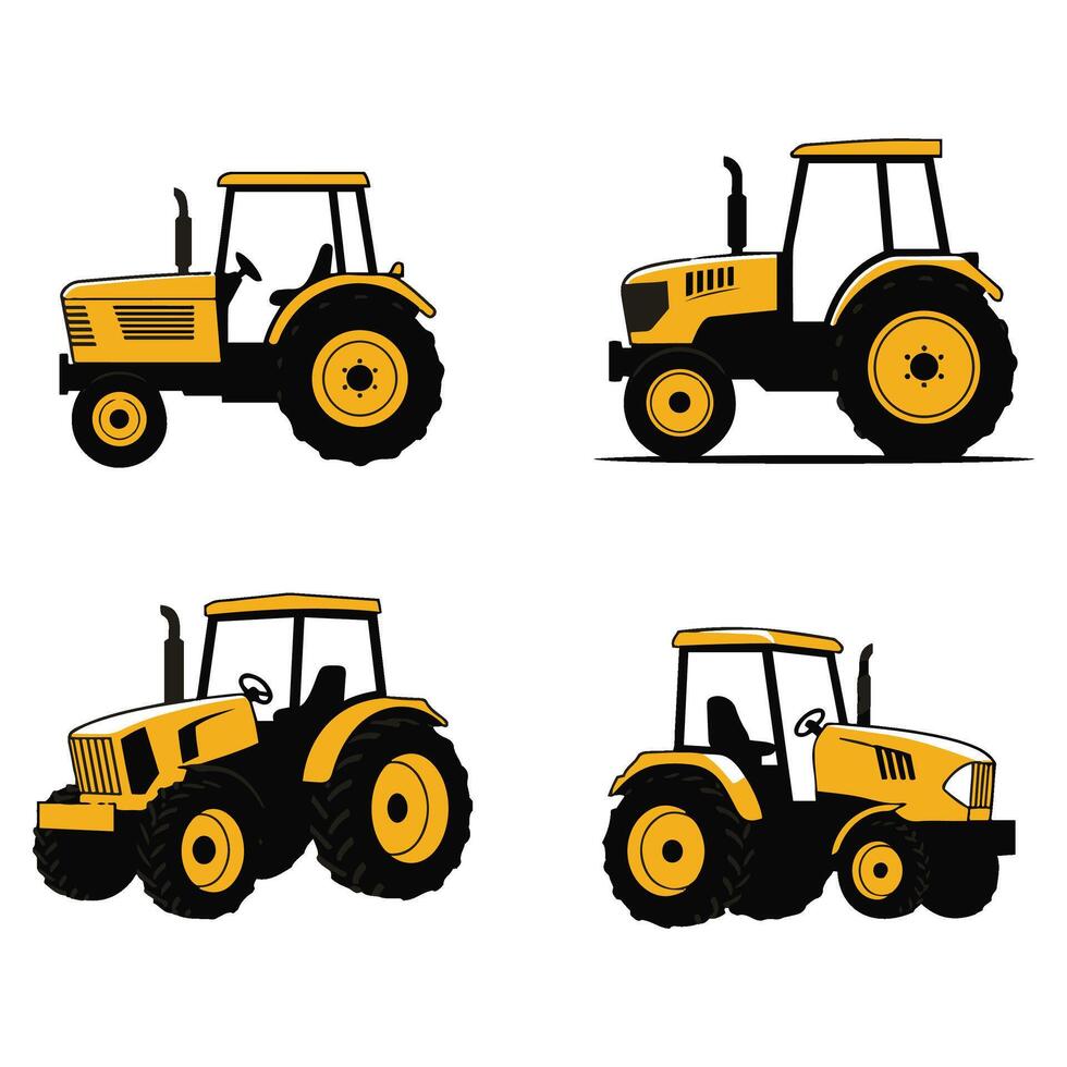 Professional Tractor Illustrations Bold and Simple Perfect for Advertising and Machinery Branding Graphics vector