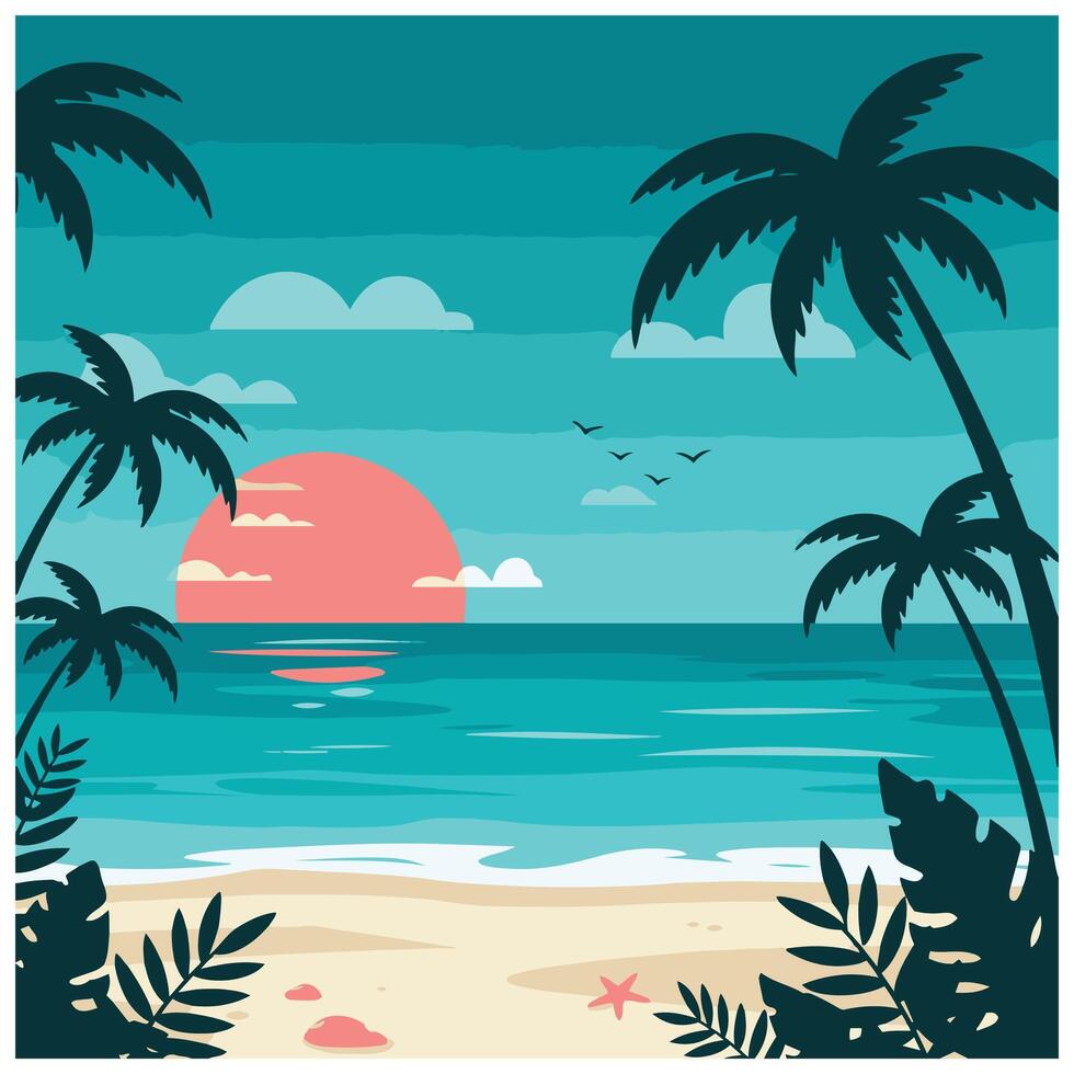 Summer time summer hot Serene mountain forest beach banner template combining mountain ranges with peaceful water elements vector