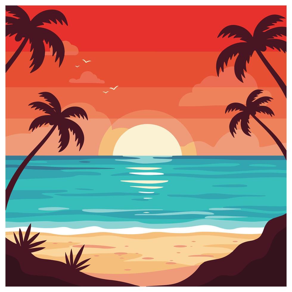 Summer time summer hot Serene mountain forest beach banner template showcasing a breathtaking combination of forest and beach views vector