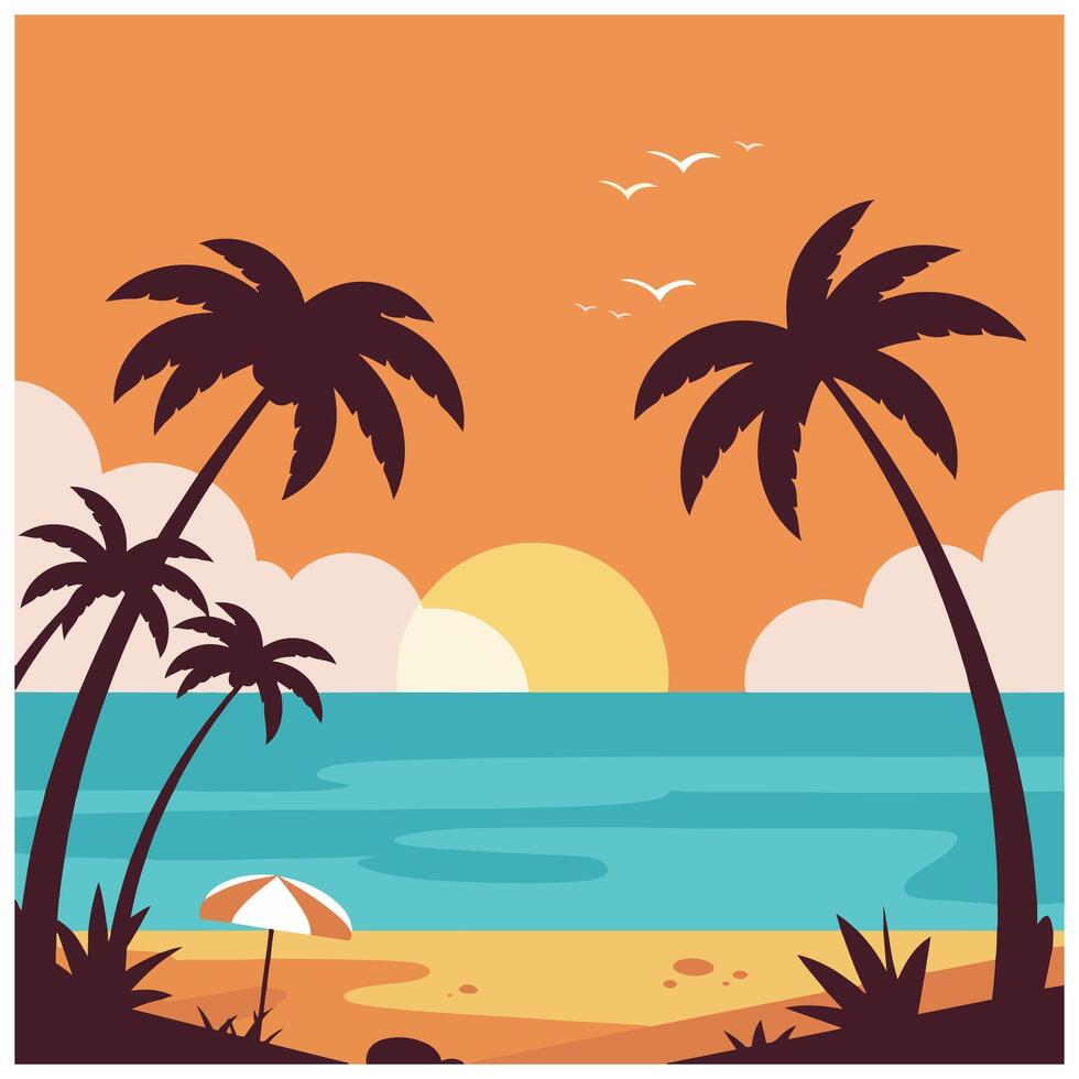 Summer time summer hot Serene mountain forest beach banner template perfect for inviting and vibrant outdoor advertising visuals vector