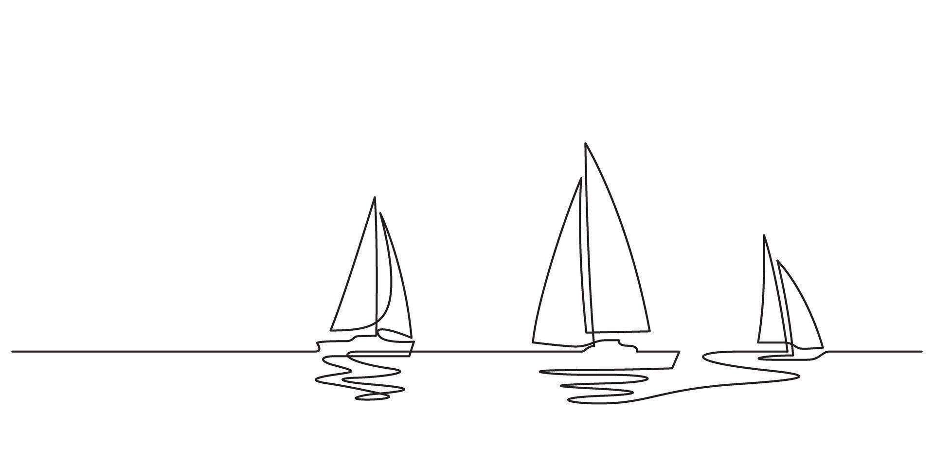 sailboats continuous line drawing minimalism copy space vector