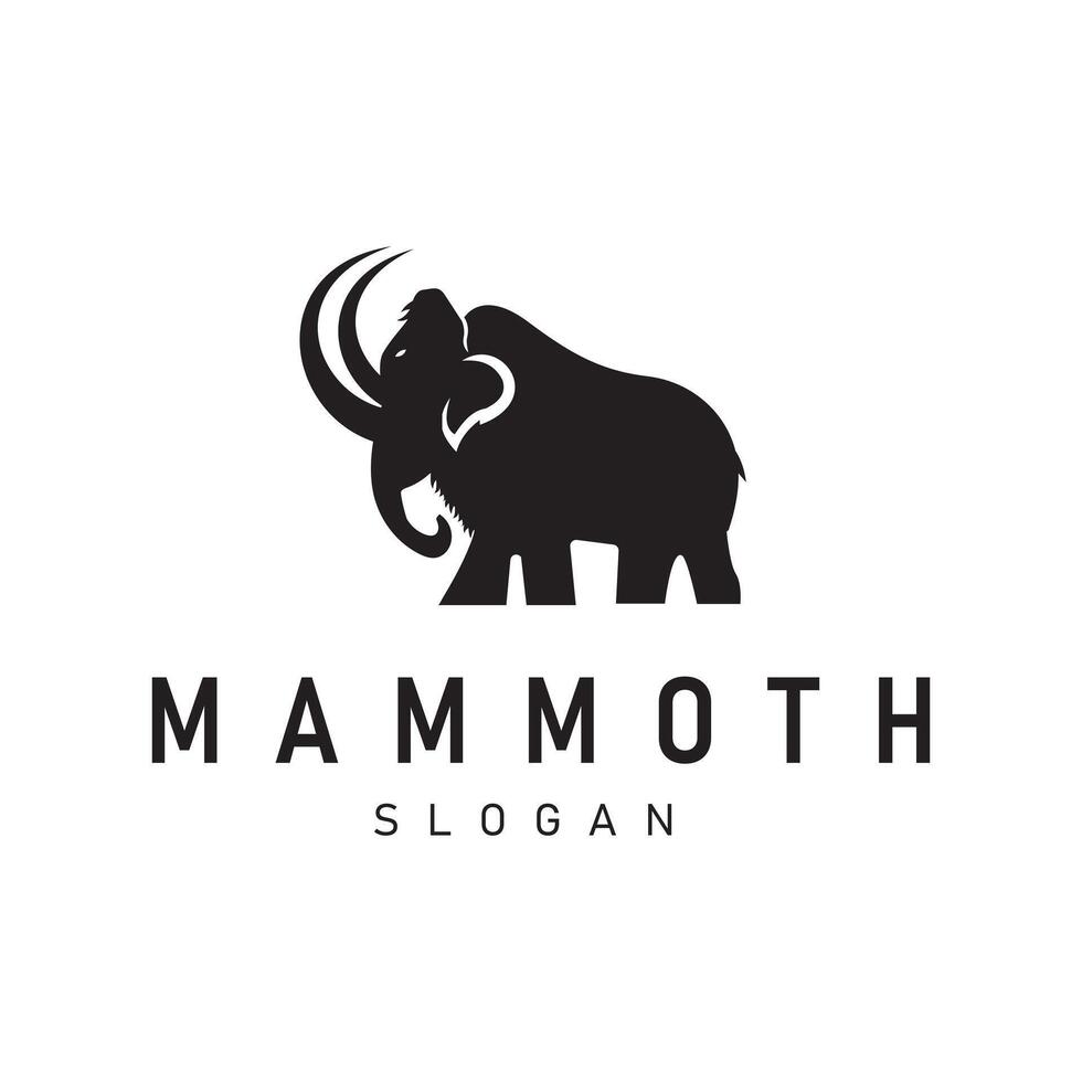 Mammoth Silhouette, Woolly mammoth Silhouette Prehistoric Elephant Illustration Design vector