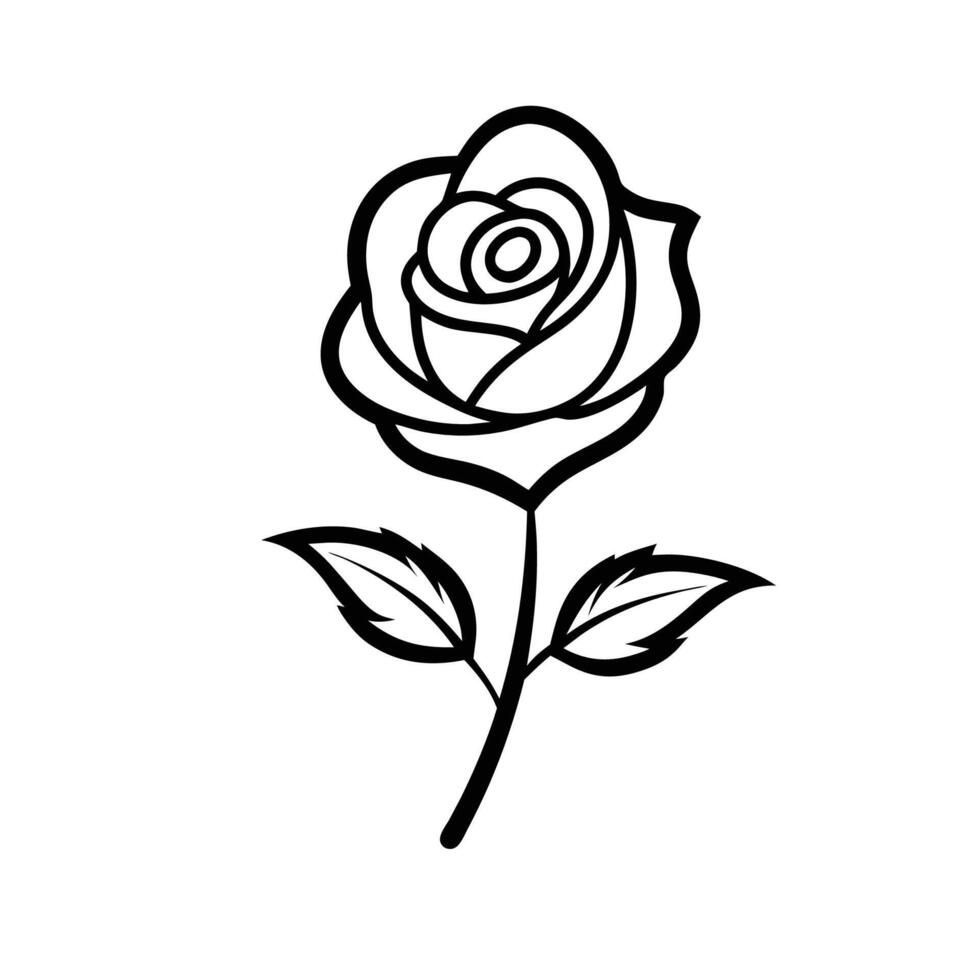 Illustration of a rose. Line art. Logo design. vector
