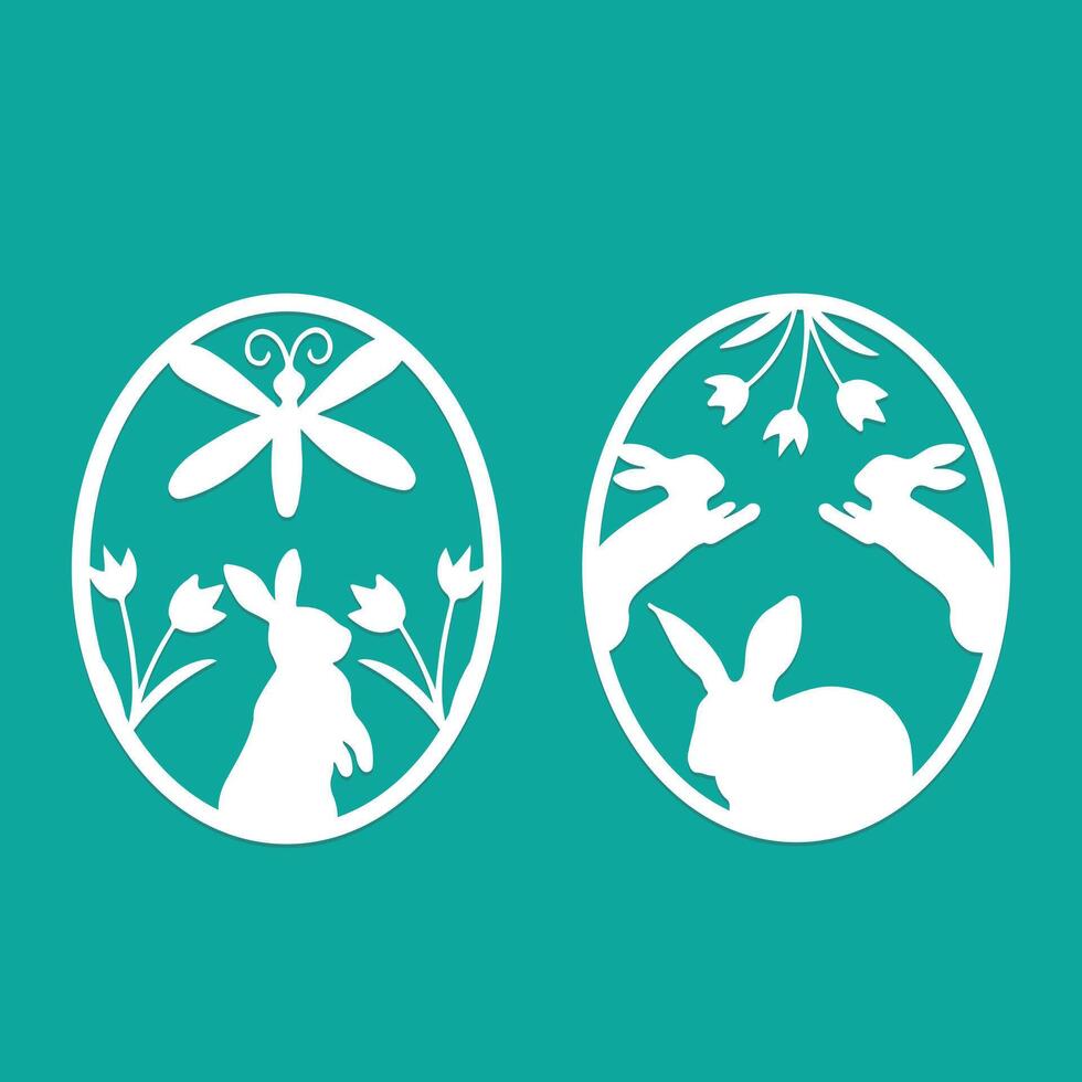 Easter bunny egg ornament laser cut vector