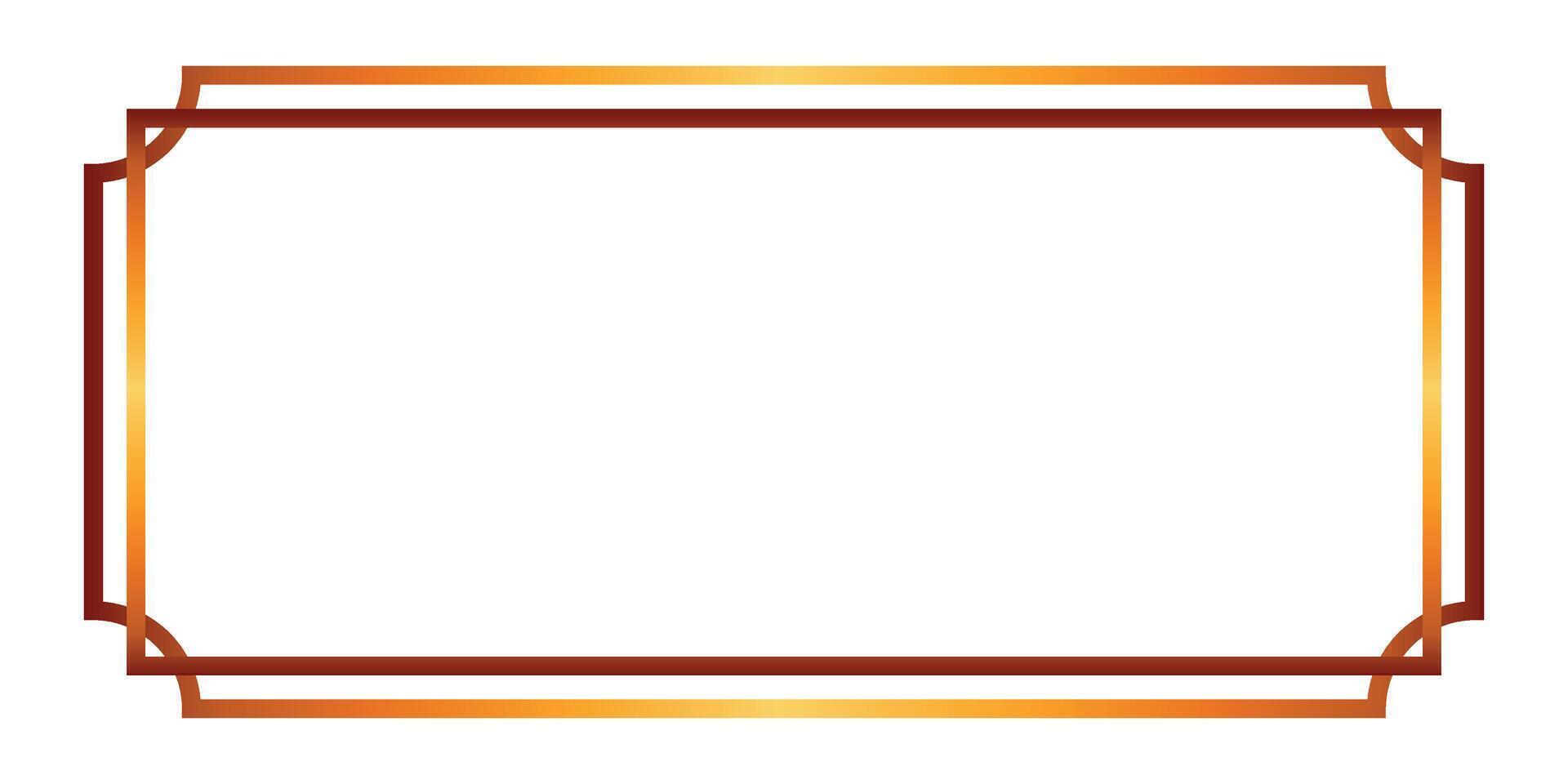 Horizontal rectangular vintage gold frame in oriental style vector