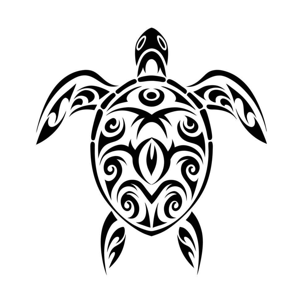 black silhouette of a turtle isolated on a white background. vector