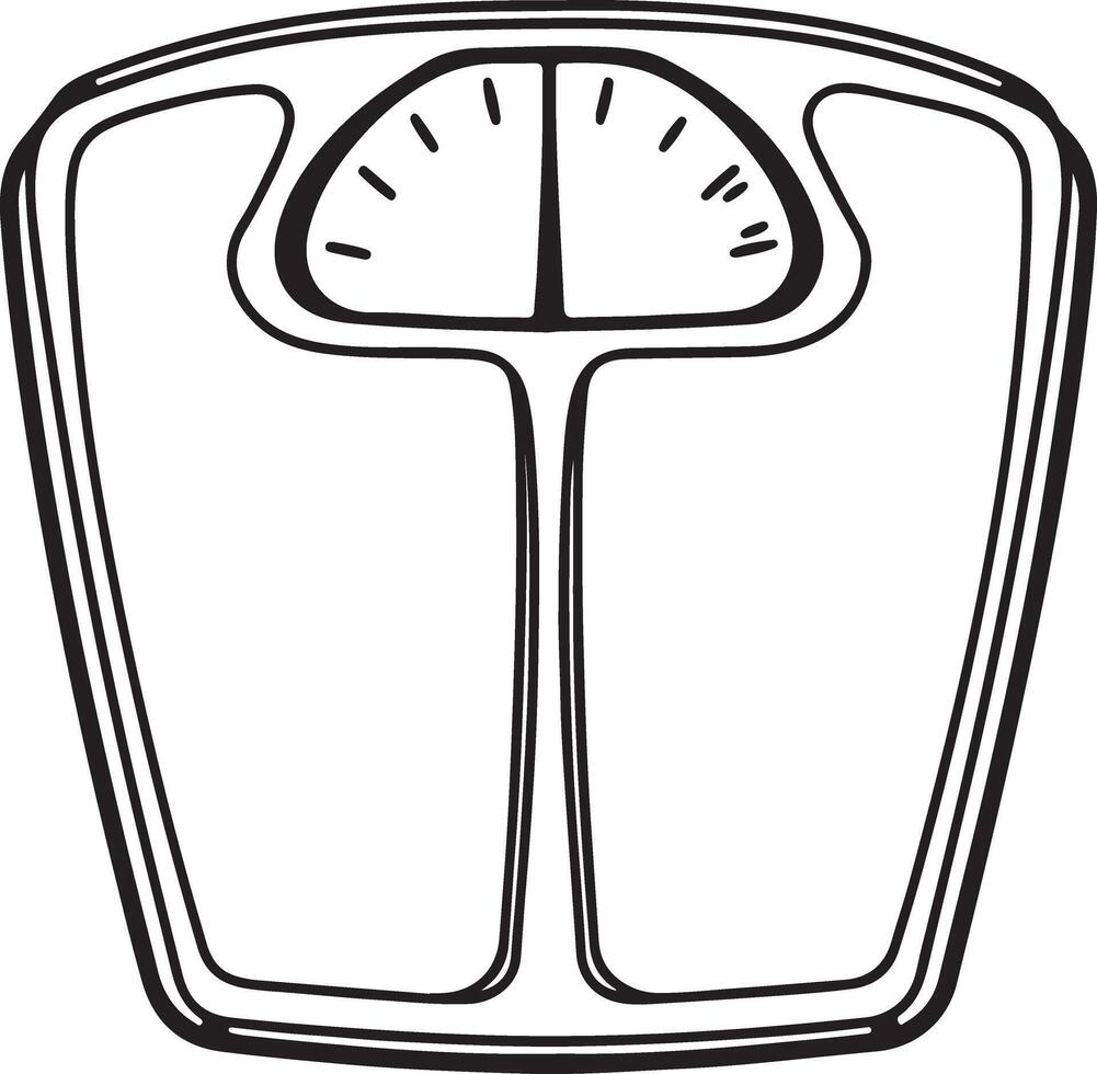 Solid Black Weight Scale Outline for Relaxing Coloring Projects vector