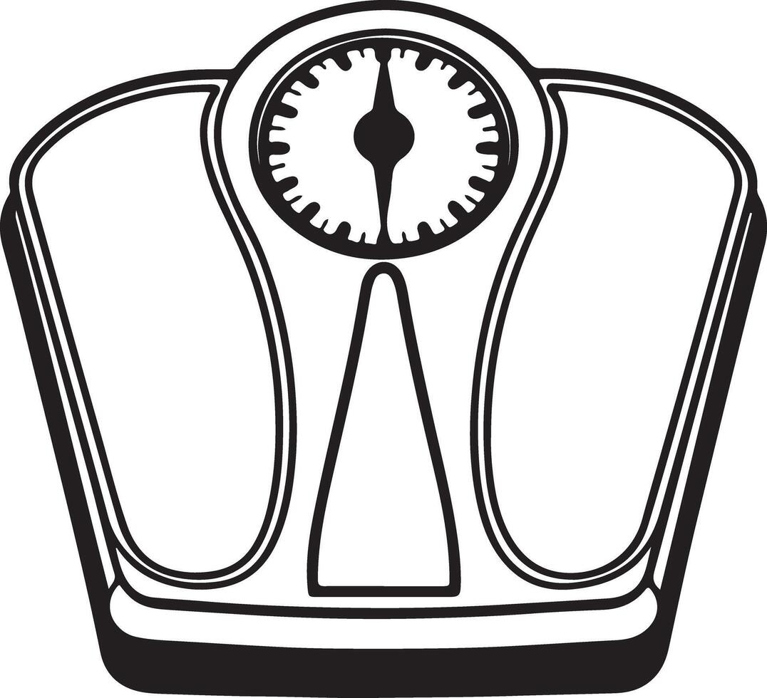 Simple Weight Scale Illustration Black Silhouette for Coloring vector