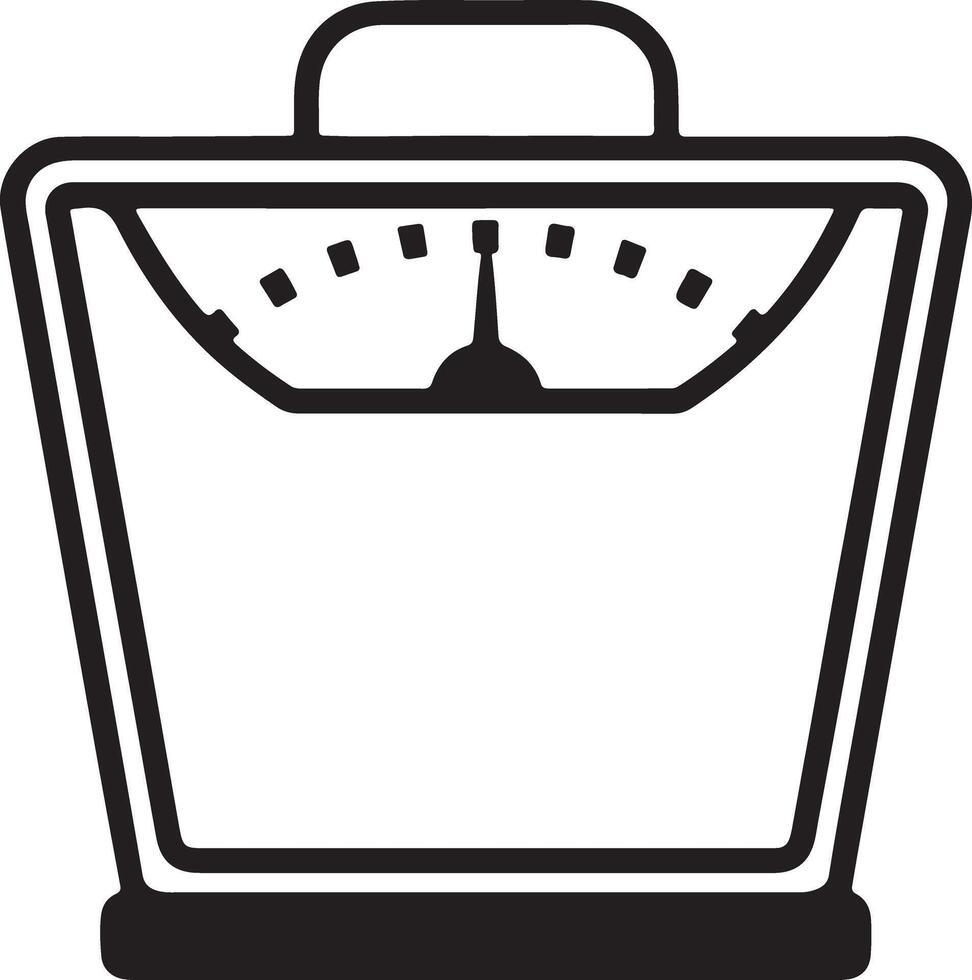 Modern Weight Scale Silhouette Coloring Page Sharp Design on White vector
