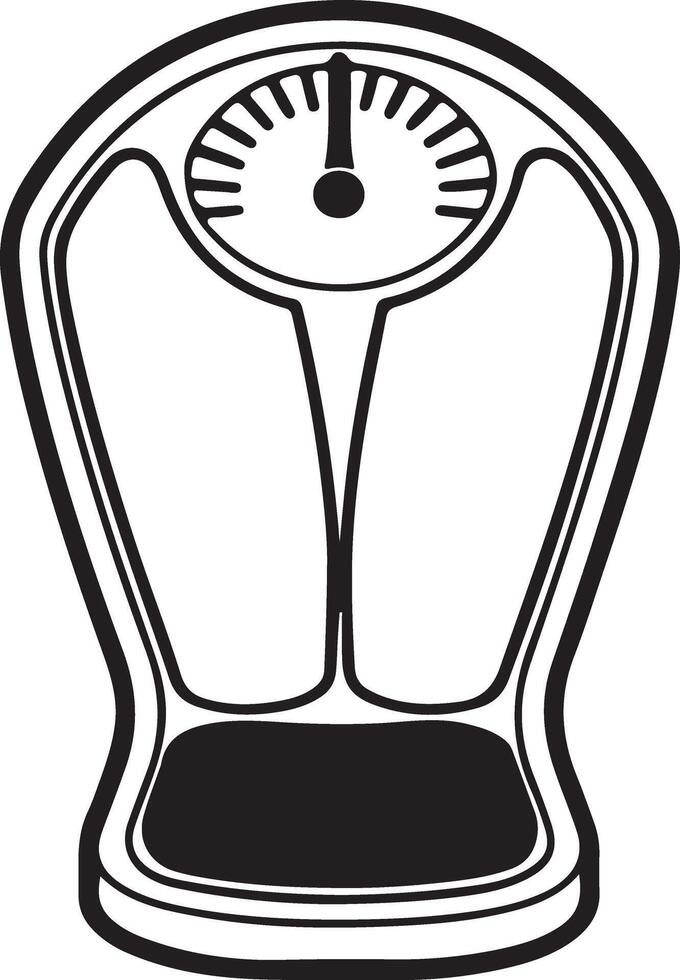 Printable Weight Scale Coloring Sheet Black Silhouette on White Background vector