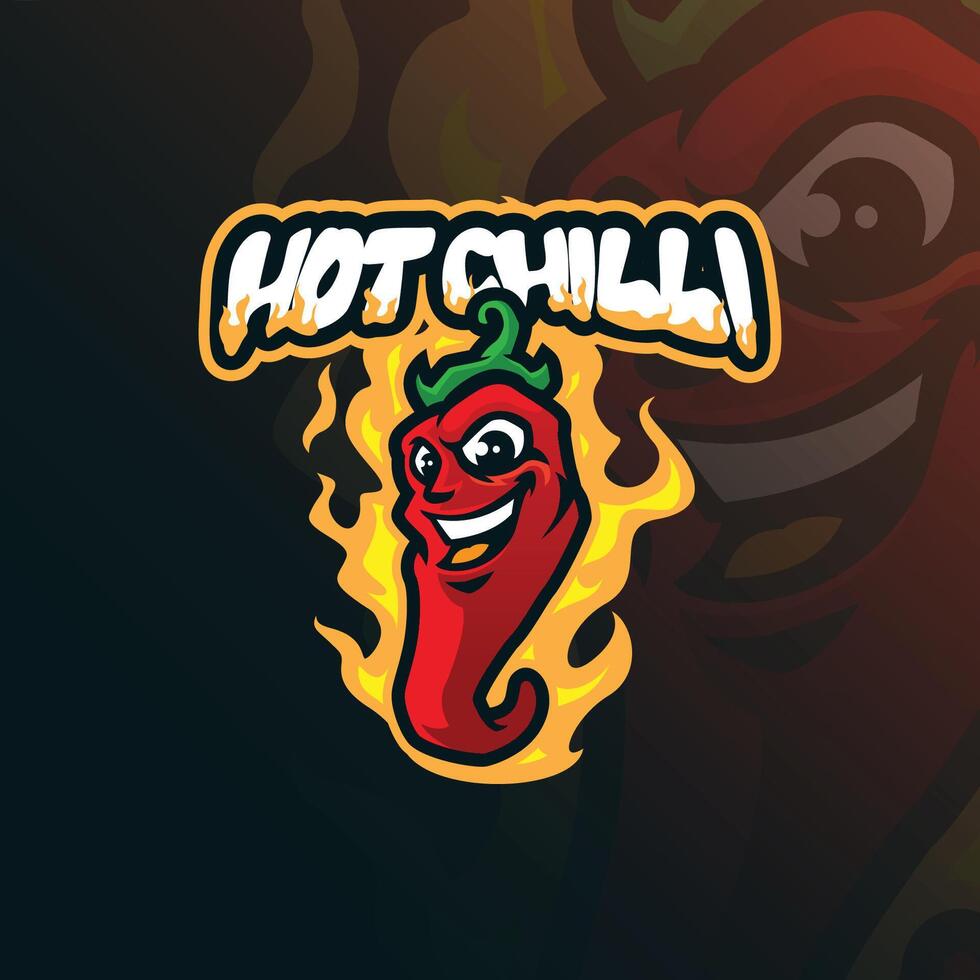 Chilli mascot logo design with modern illustration concept style for badge, emblem and t shirt printing. Hot chilli illustration. vector
