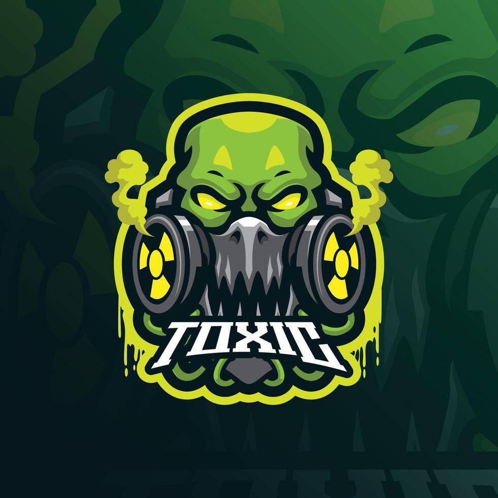 Toxic mascot logo design with modern illustration concept style for badge, emblem and t shirt printing. Toxic face illustration for sport team. vector