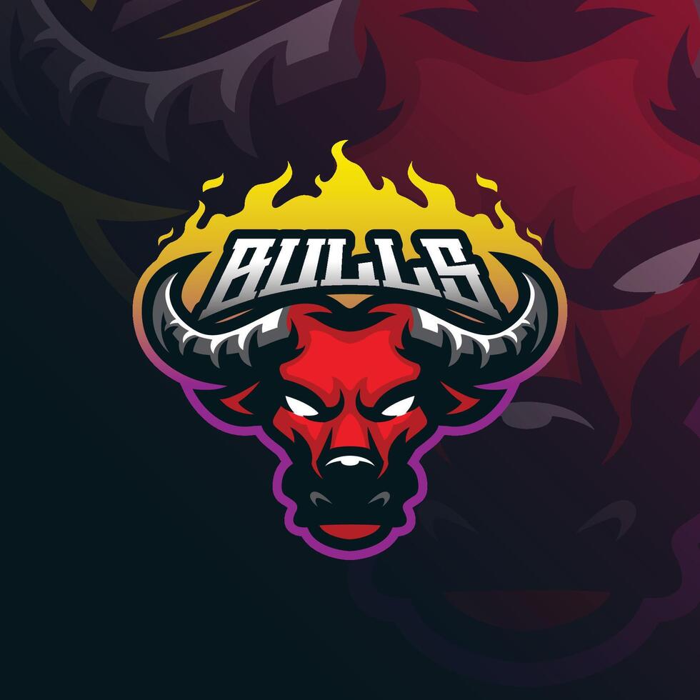 Bull mascot logo design with modern illustration concept style for badge, emblem and t shirt printing. Bull head illustration for sport and esport team.. vector