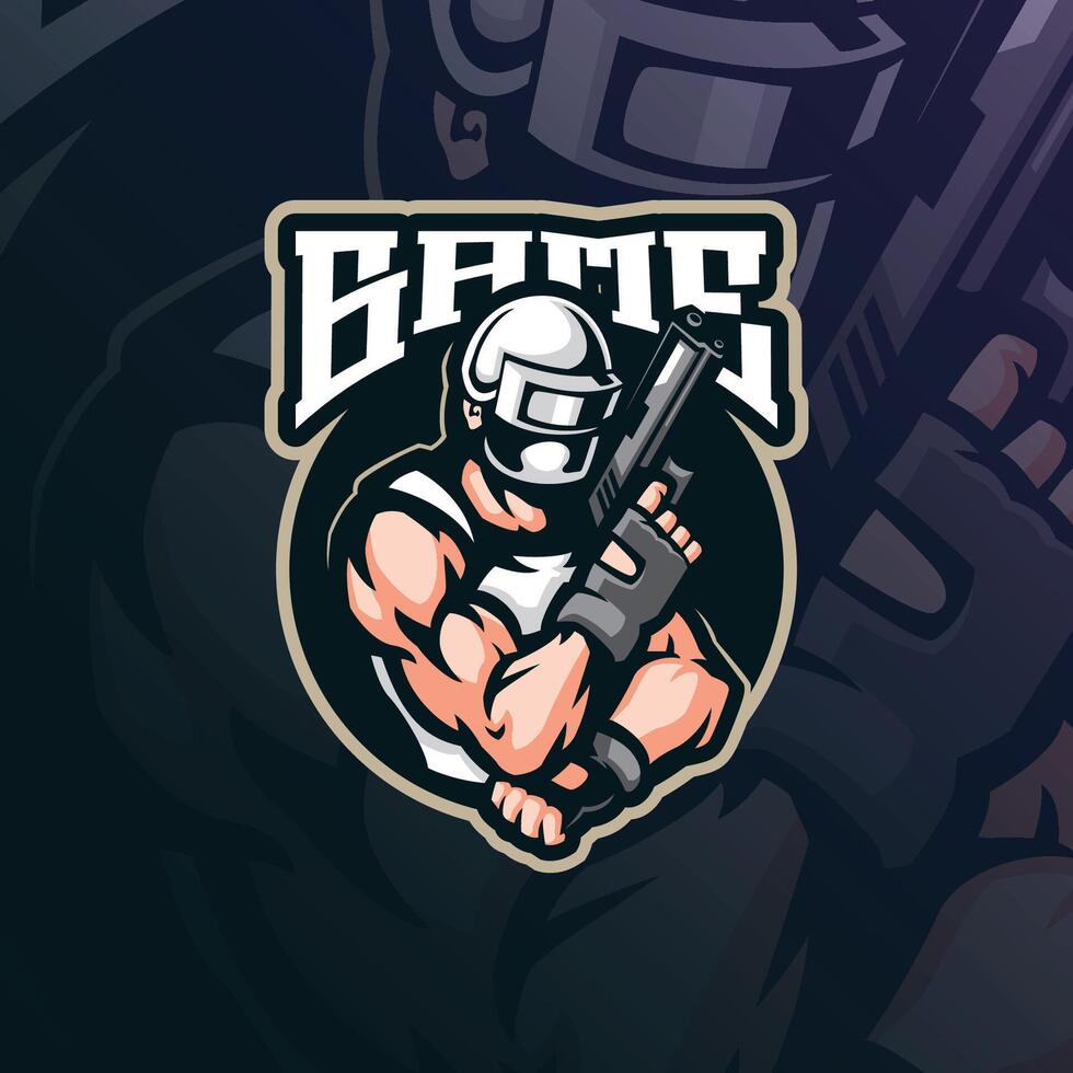Gamer mascot logo design with modern illustration concept style for badge, emblem and t shirt printing. Shooter game illustration. vector