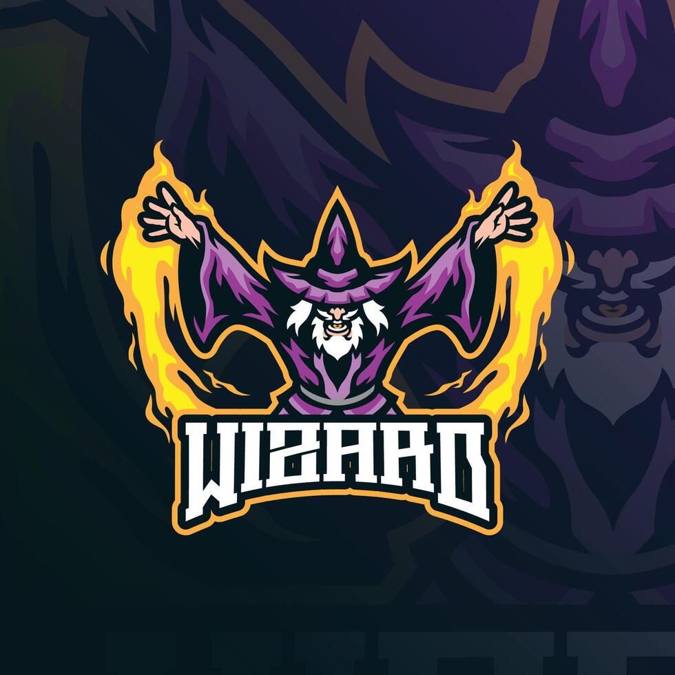 Wizard mascot logo design with modern illustration concept style for badge, emblem and t shirt printing. Angry wizard illustration for sport team. vector