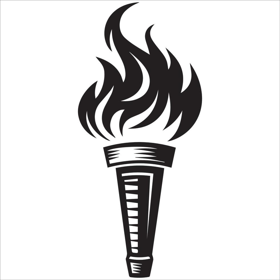 Fiery Torch Silhouette Art vector