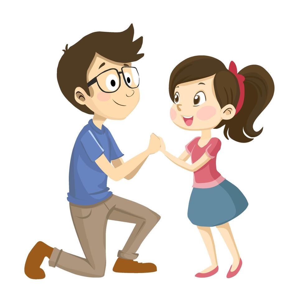 Valentine's Day Couples Propose Marriage vector