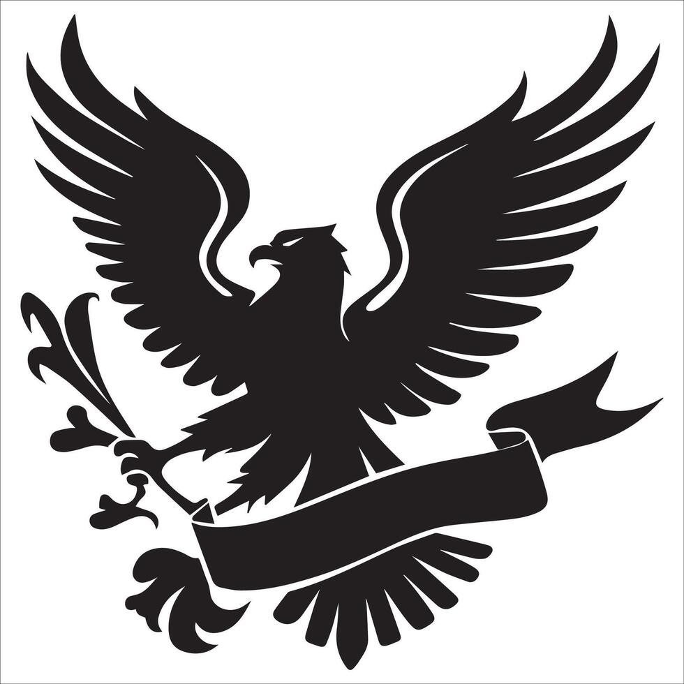 Fierce Eagle and Banner Silhouette Art vector