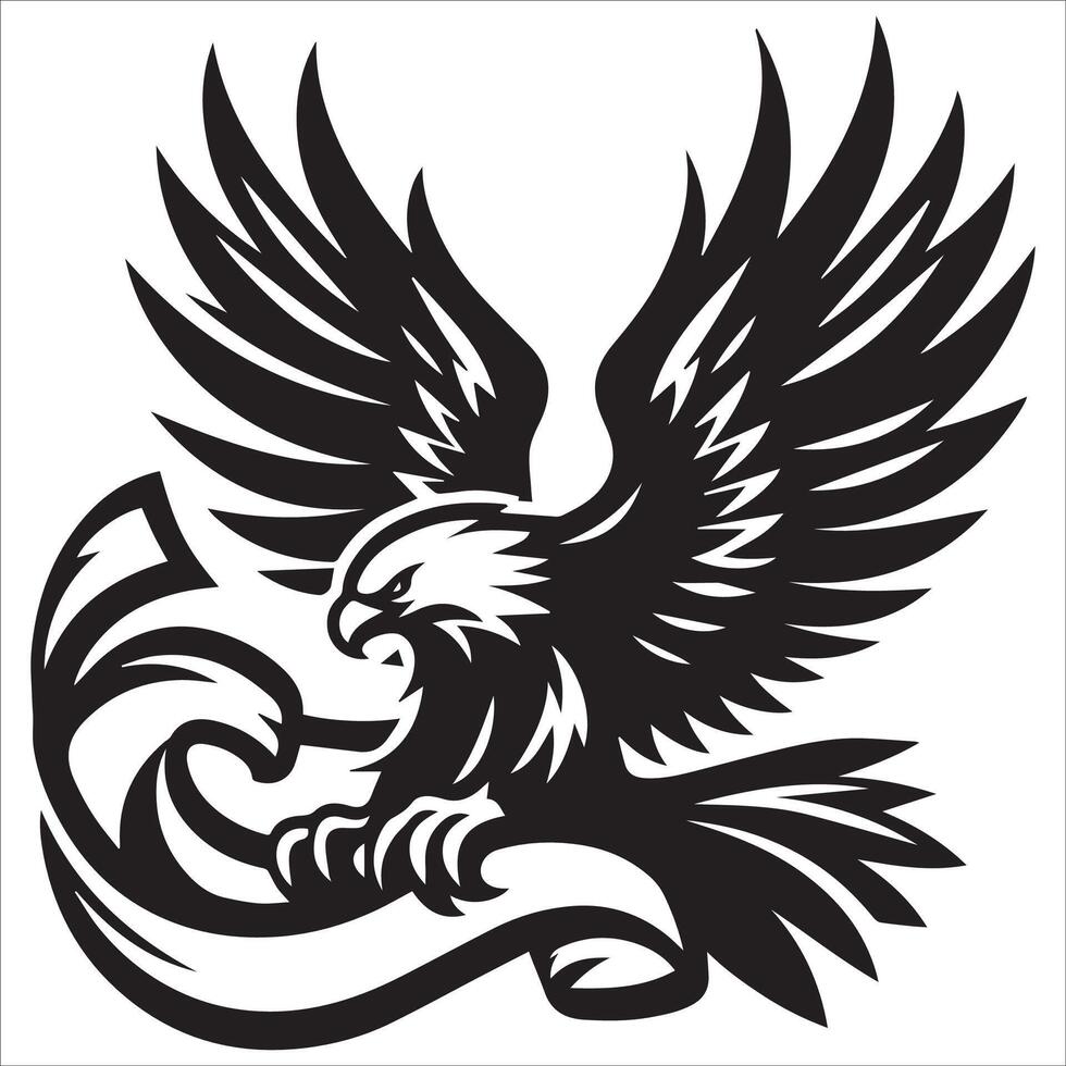 Regal Eagle Clutching a Banner Silhouette vector