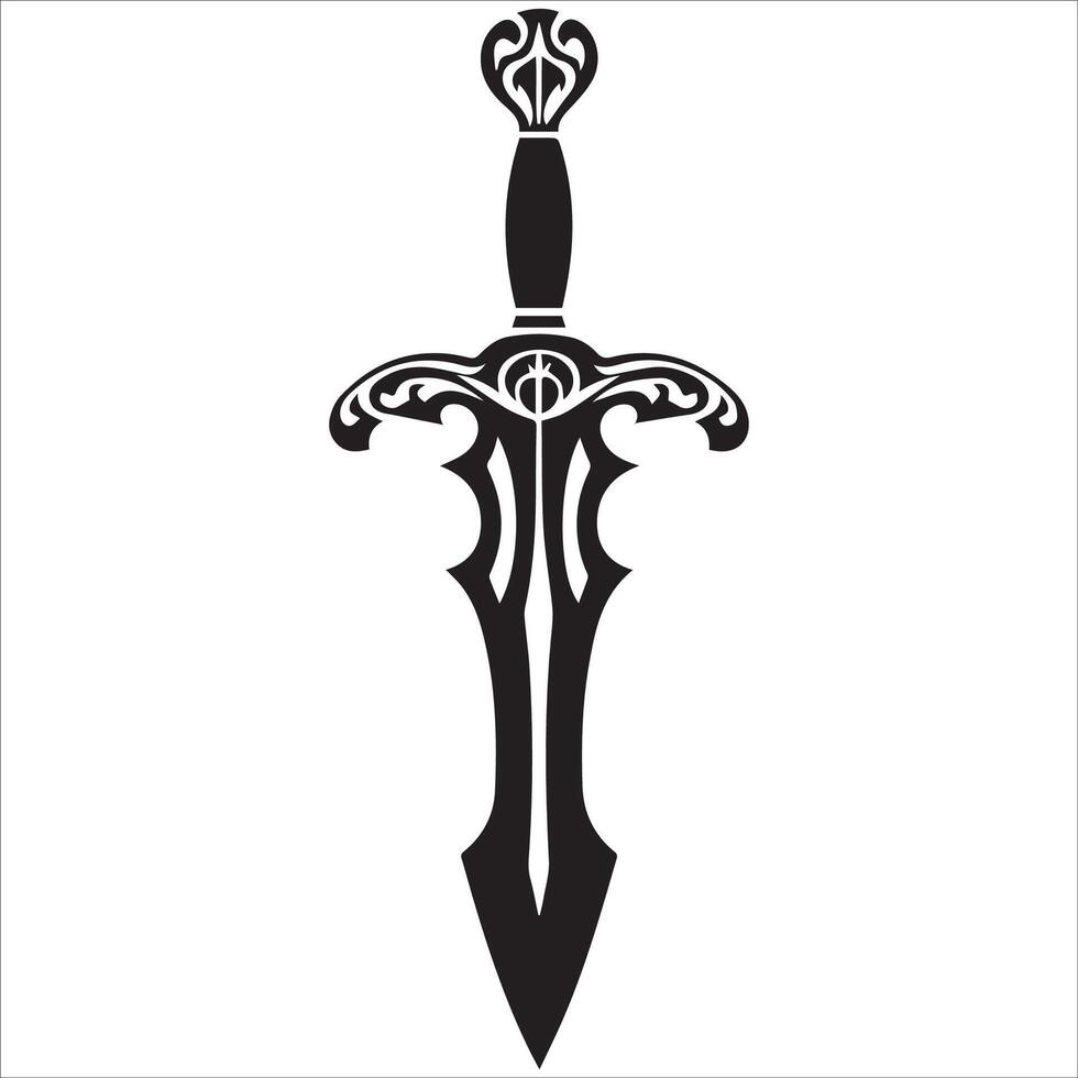Graceful Sword in Motion Silhouette vector