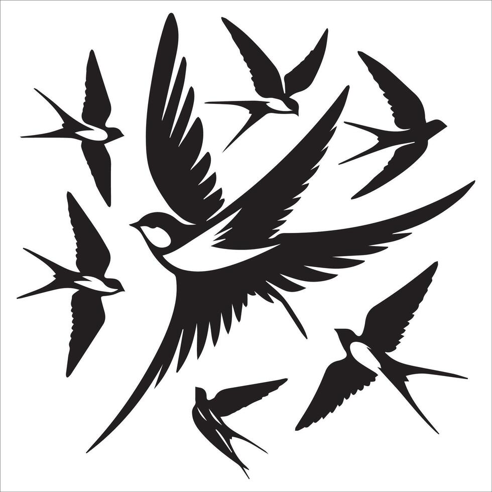 Timeless Swallow Flight Silhouette Illustration vector