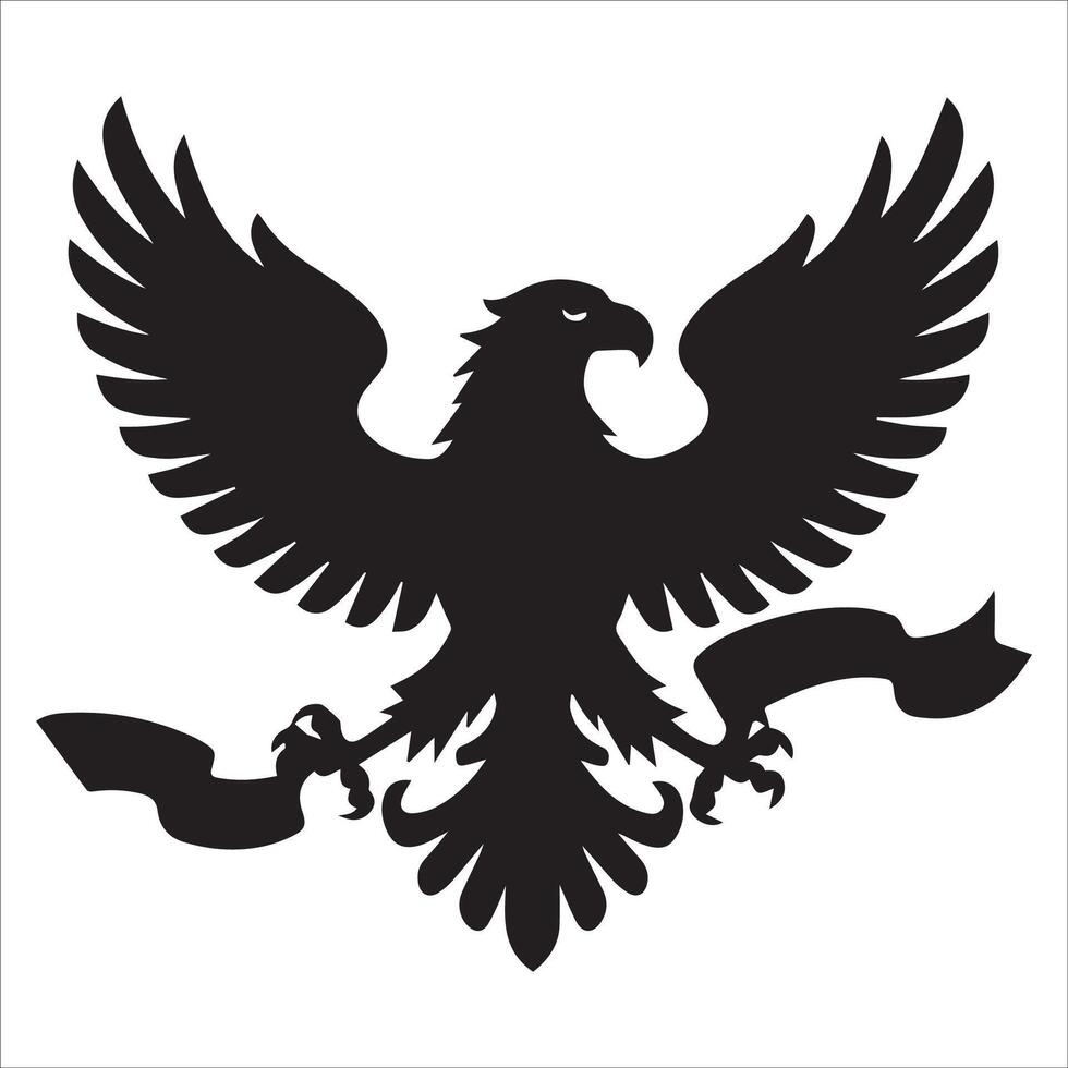 Majestic Eagle Holding Banner Silhouette vector