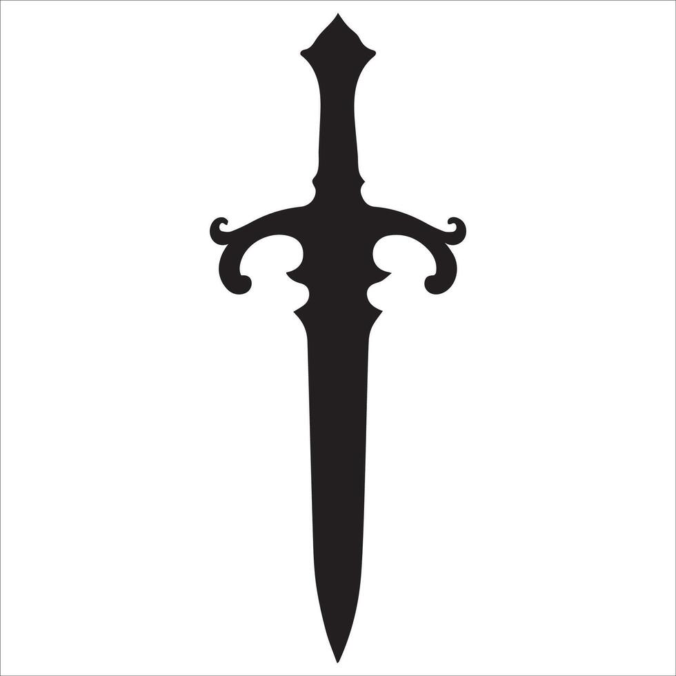 Sharp and Dynamic Sword Silhouette Art vector