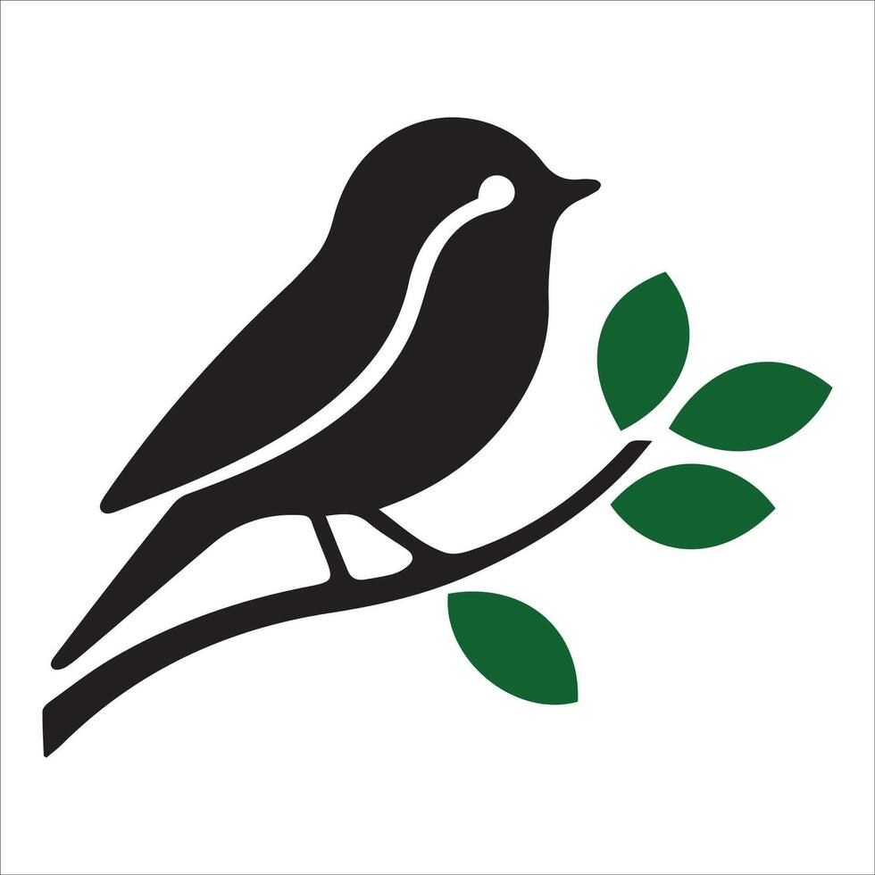 Serene Bird on a Branch Silhouette Illustration vector