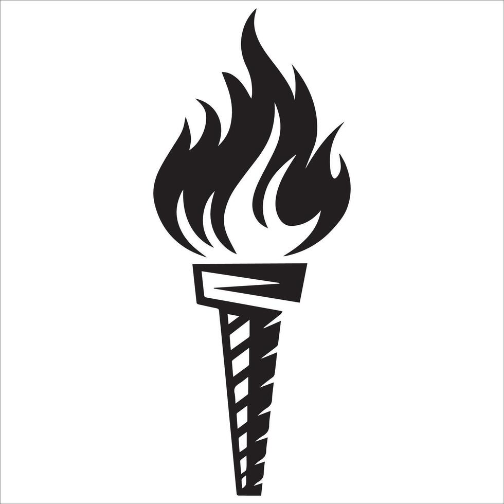 Dynamic Flaming Torch Silhouette Artwork vector