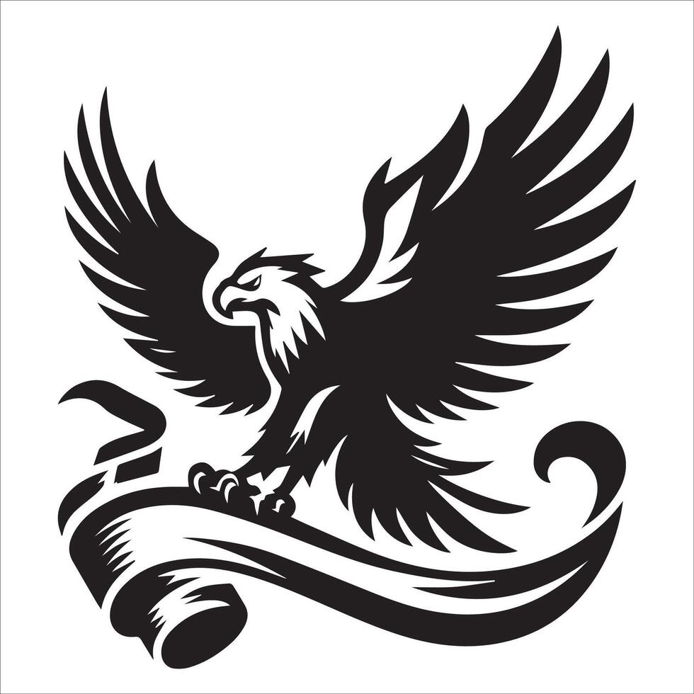 Dynamic Eagle Clutching a Banner Silhouette vector