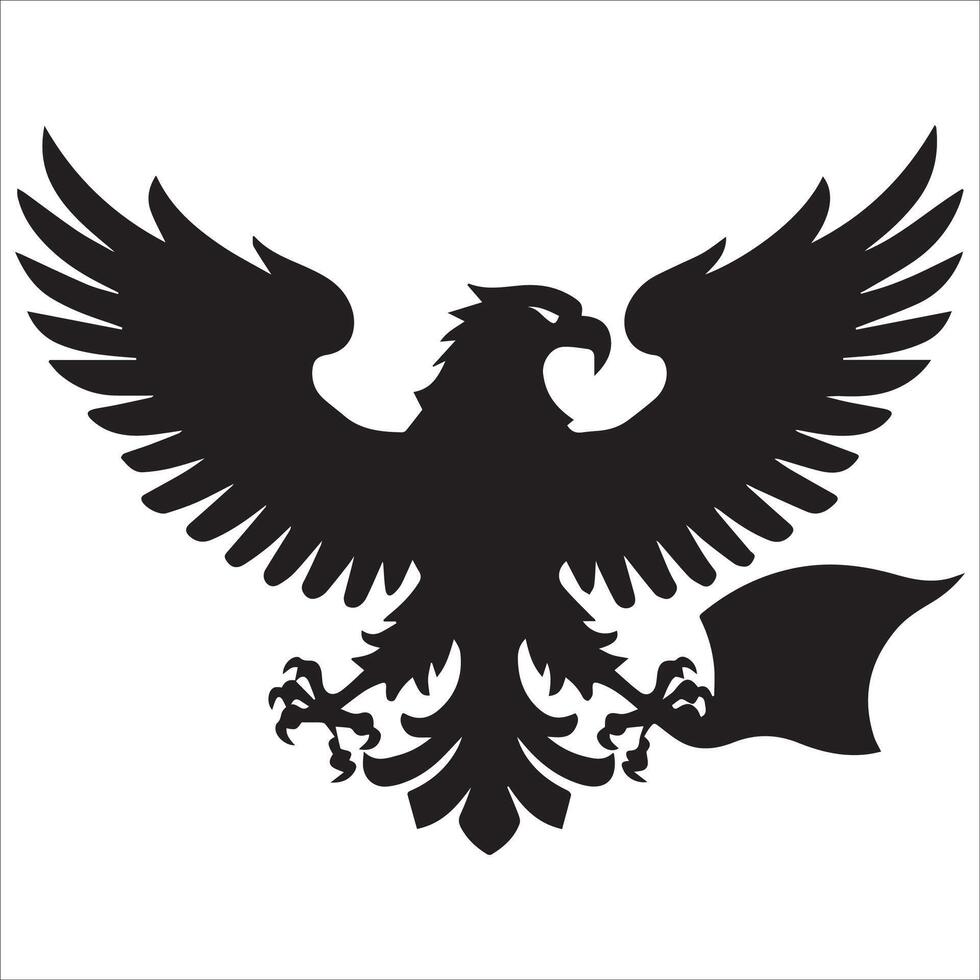 Bold Eagle with Banner Silhouette Design vector