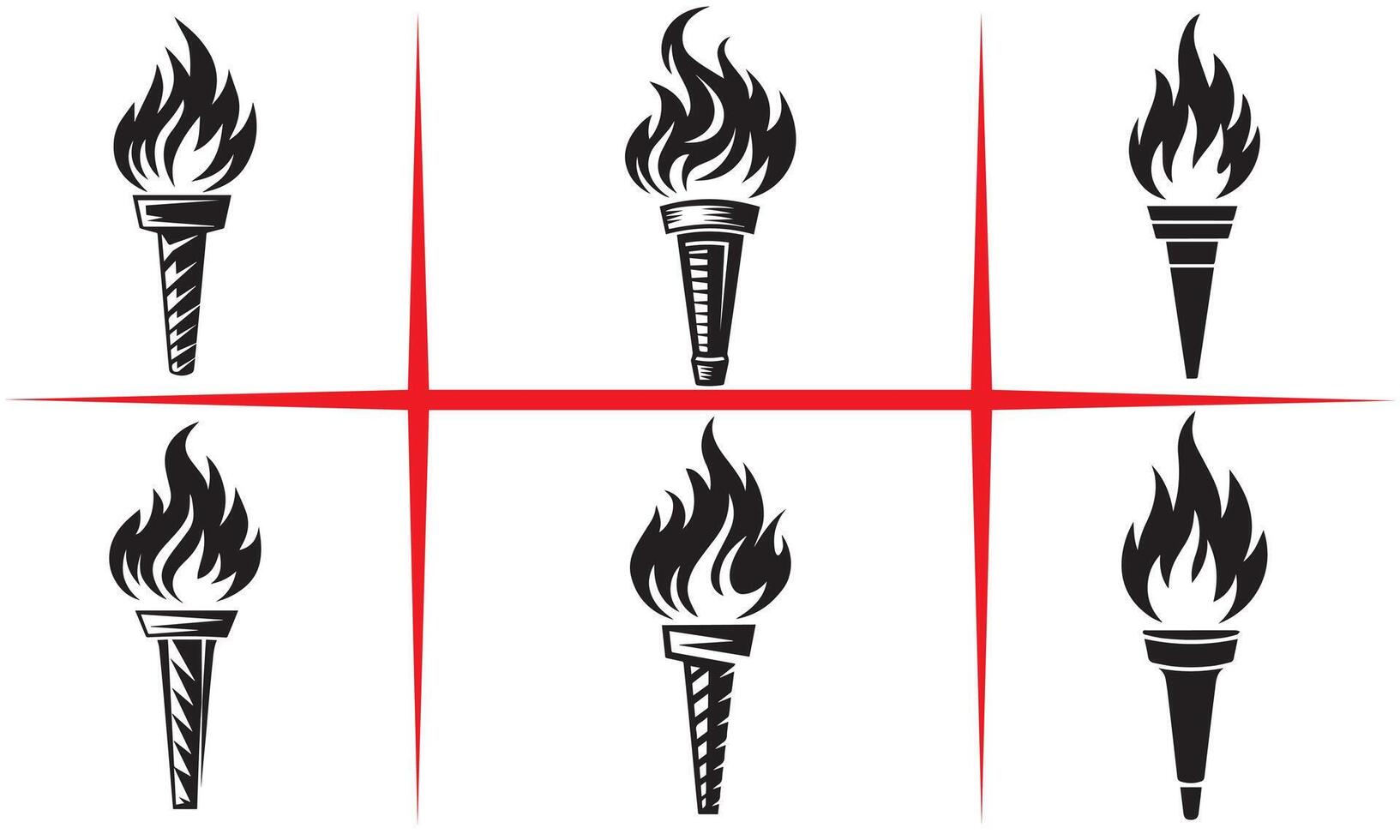 Torch Flame Icons Set vector