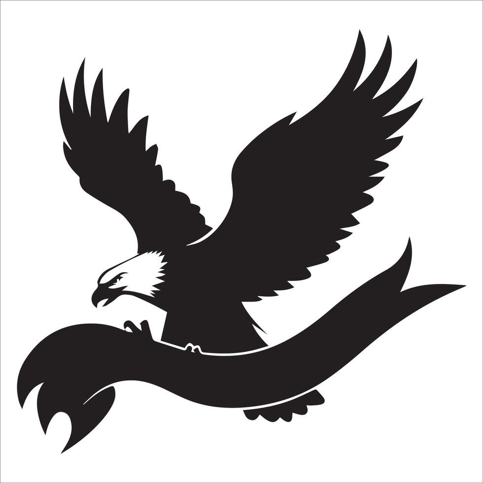 Soaring Eagle with Banner Silhouette Design vector
