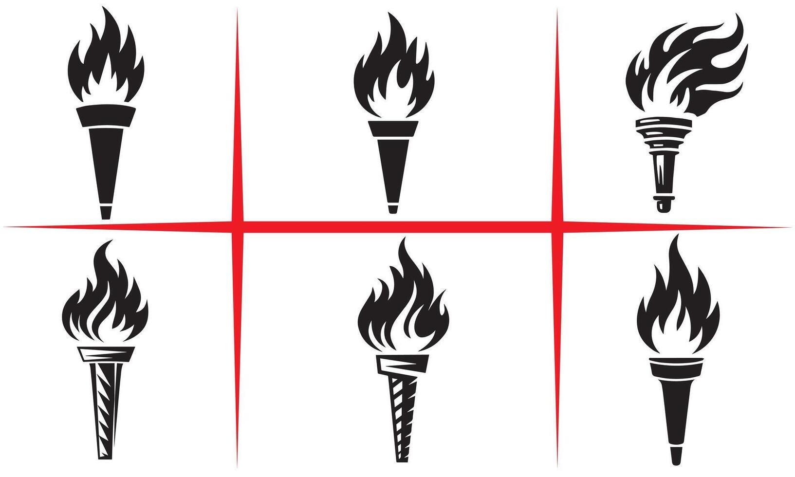 Torch Flame Icons Set Design vector
