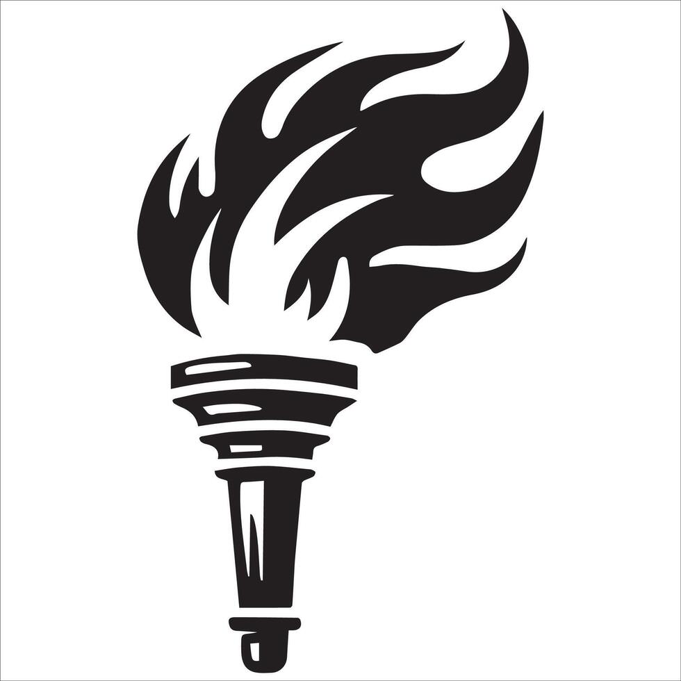 Bold Torch with Flames Silhouette Art vector