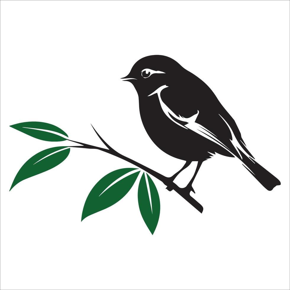 Elegant Feathered Friend on a Branch Silhouette vector