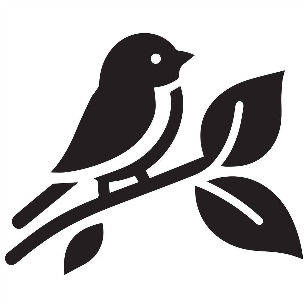 Rustic Bird on a Branch Silhouette Art vector