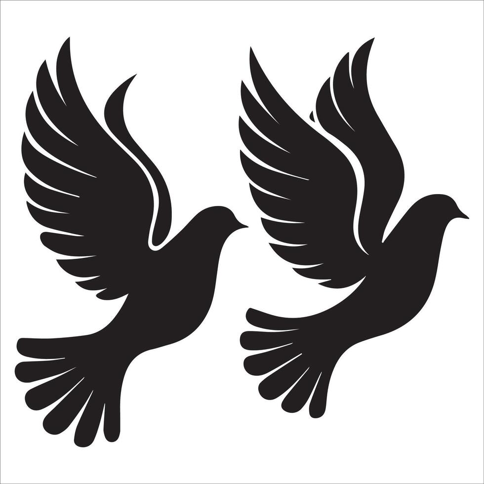Heavenly Pair of Doves Silhouette vector