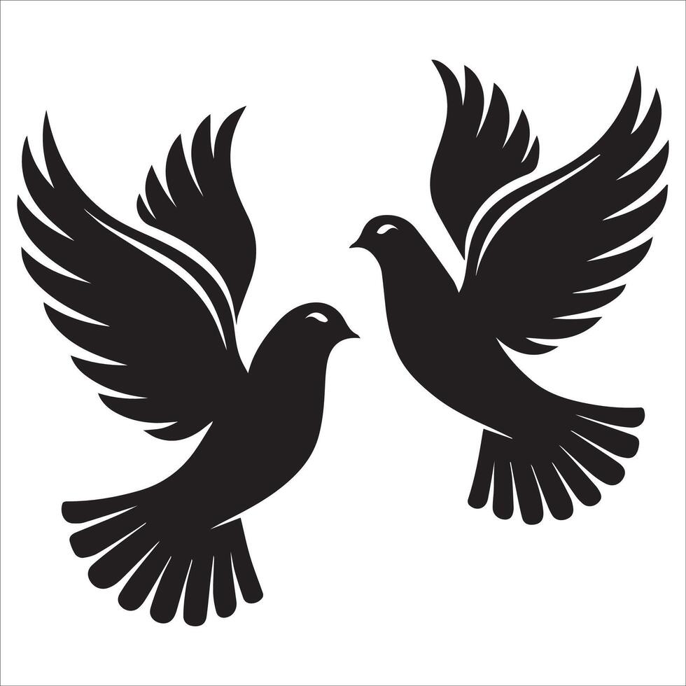 Serene Pair of Doves Silhouette vector