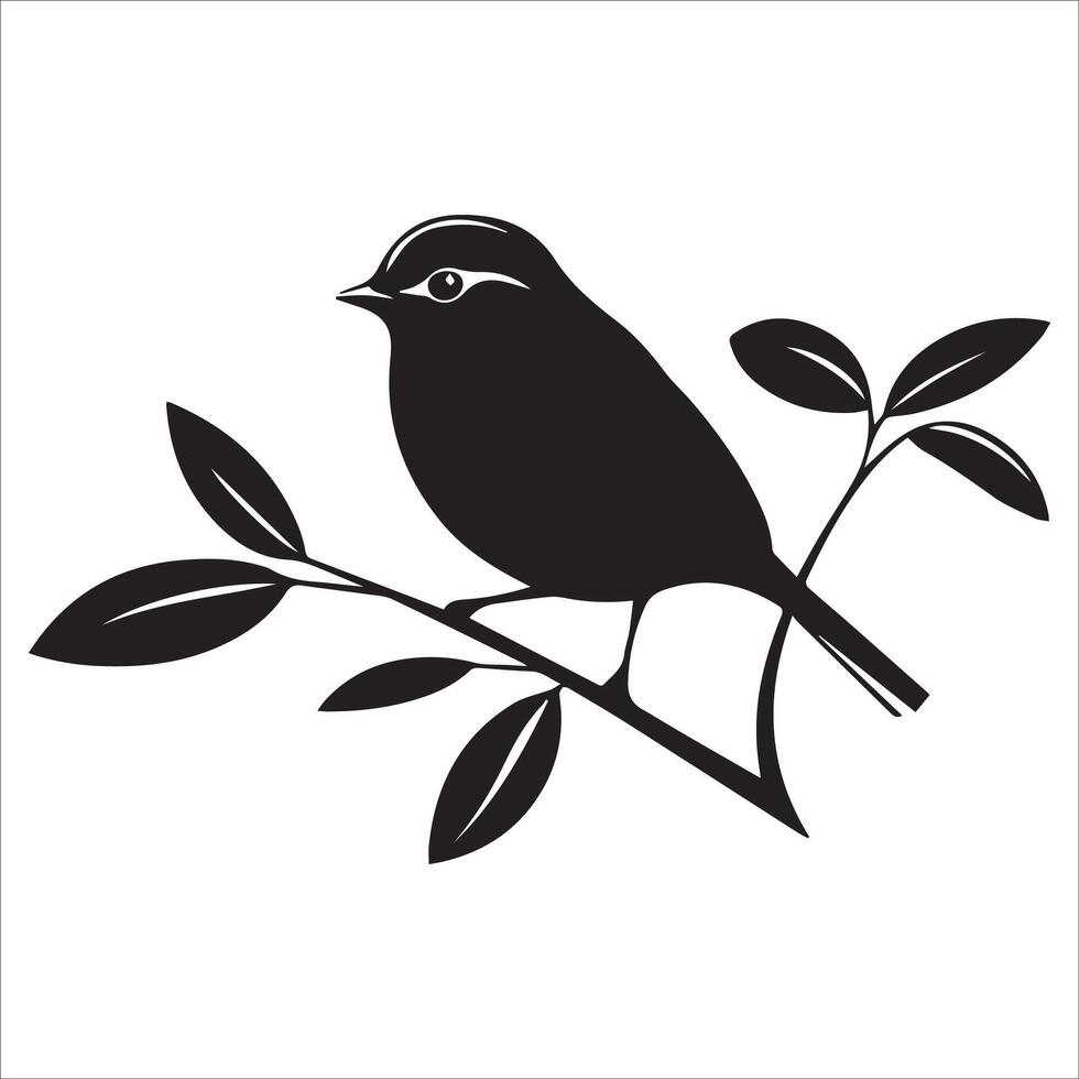 Lovely Bird Perched Silhouette Illustration vector