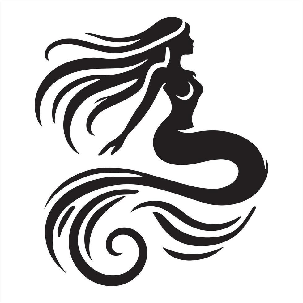 Majestic Mermaid Silhouette Art vector