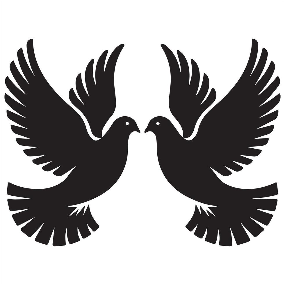 Pair of Doves Silhouette Design vector