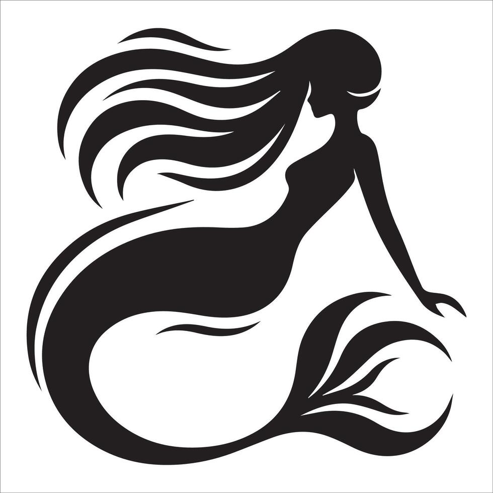 Serene Mermaid Silhouette Design vector